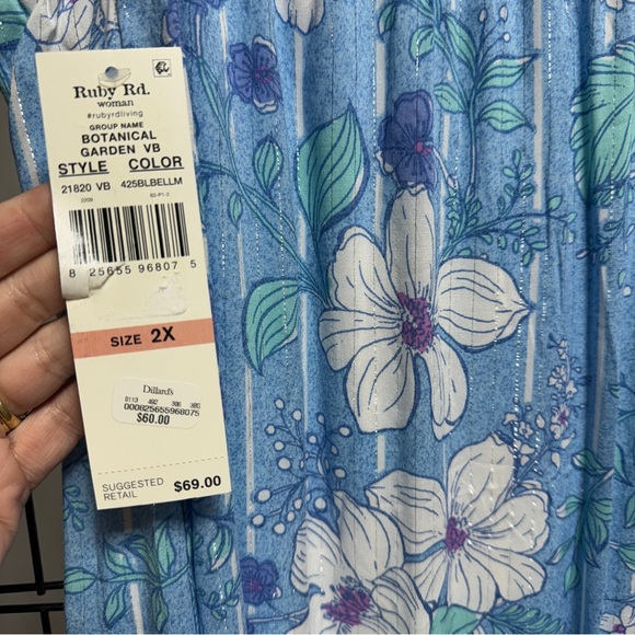 Ruby Road Rd Botanical Garden Blue Purple Floral Skirt 
Size 2X NWT - Picture 5 of 6